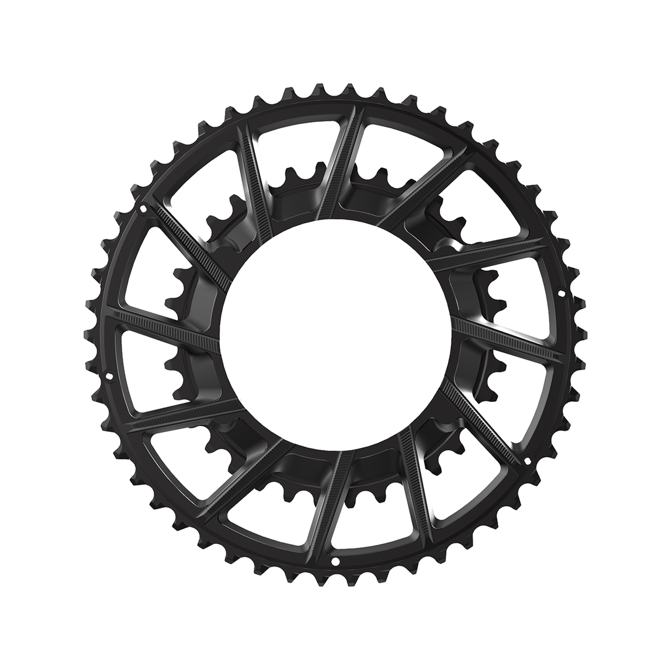 Bicycle chainring showing BCD and bolt pattern