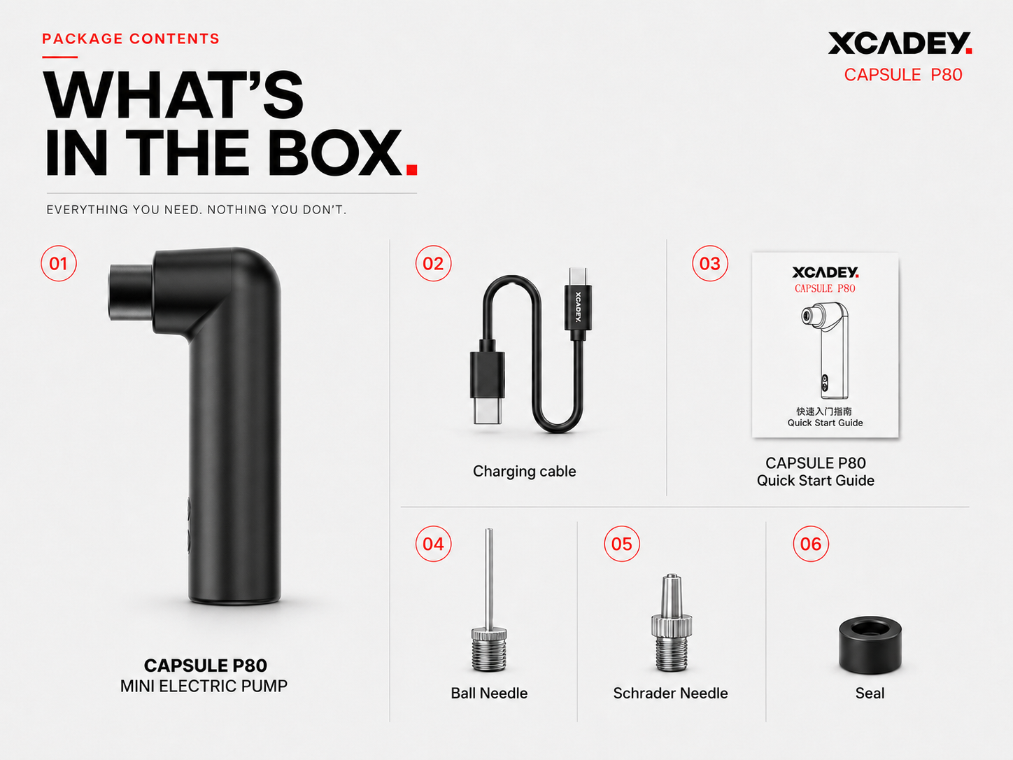 XCADEY CAPSULE P80 package contents