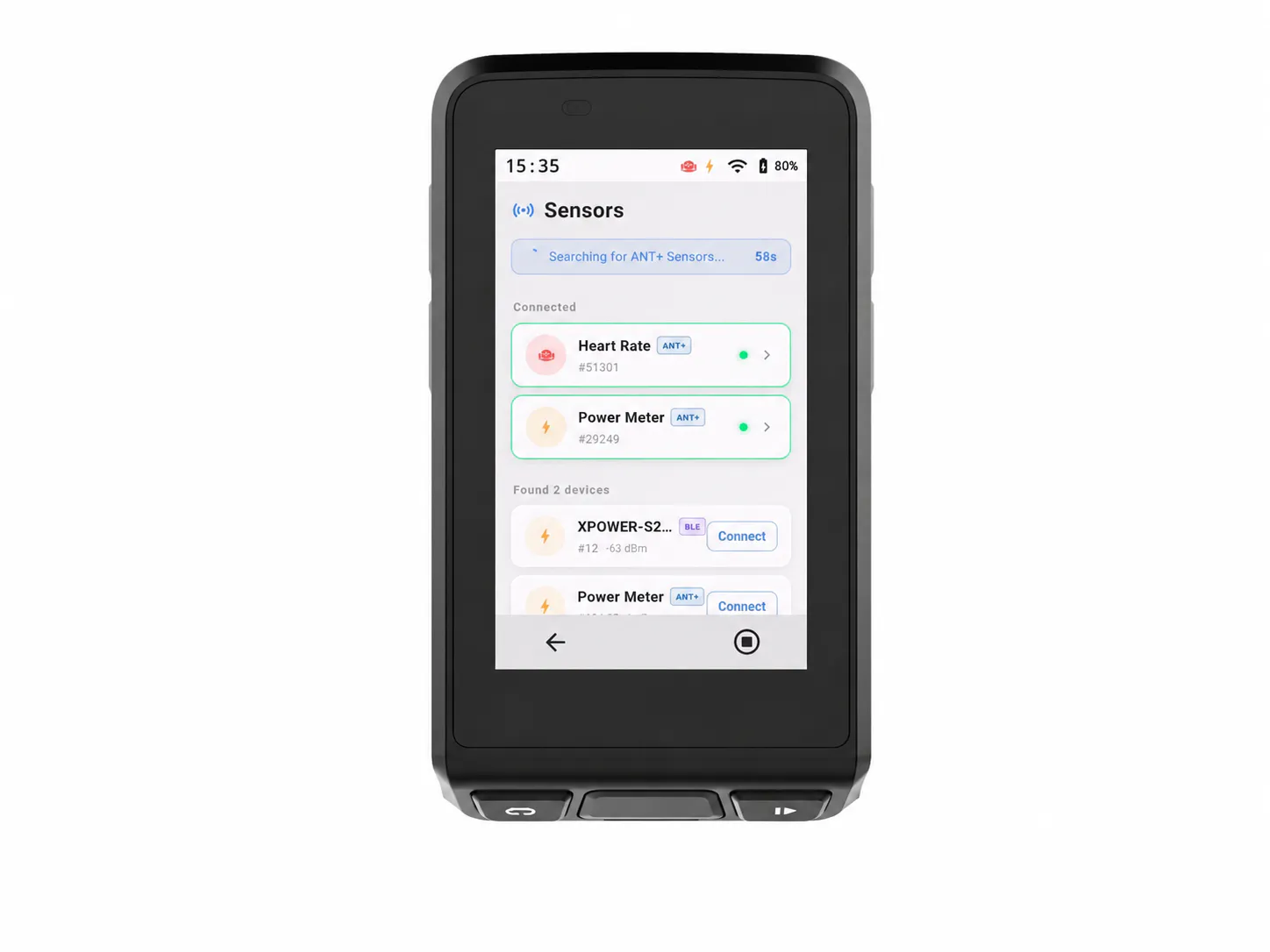 ALPHA 800 cycling sensor connection interface